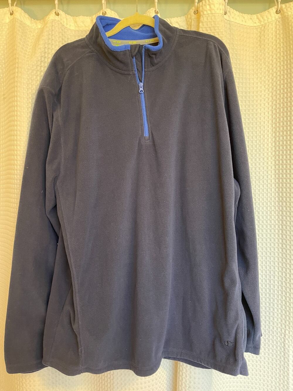 NordicTrack Men’s 3/4 Zip Fleece Pullover Sweatshirt XXL Navy/Light Blue Trim